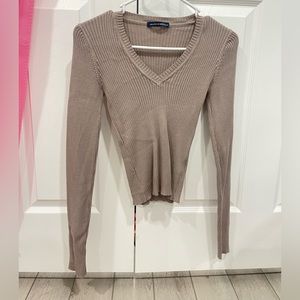 Brandy Melville, size small or xs, and off grey kinda purple ish.